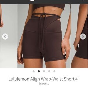 Lululemon espresso Brown mid rise waist tie shorts 6